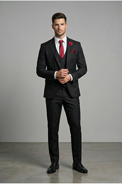 AtlasGiyim Erkek Slim Fit Armüllü Yelekli Takım Elbise(2026)