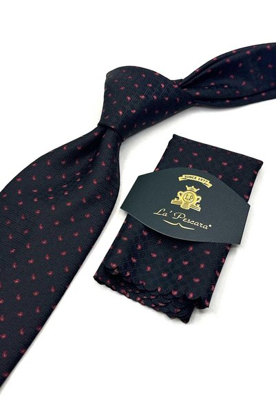 Kravatkolik Black Shawl Patterned Handkerchief Classic Tie Kk13638