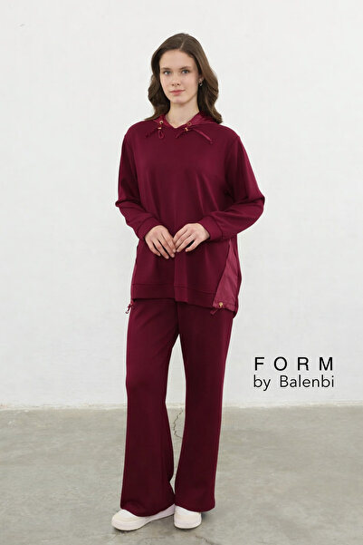 Balenbi supradimensionat Garni Detailed modal Tesettür cu glugă Set pentru fe...