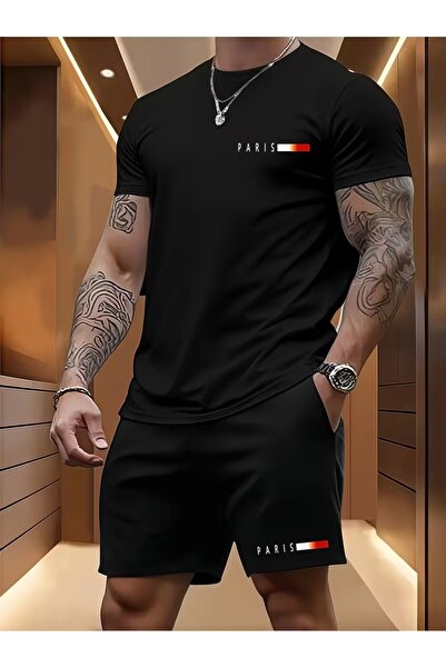 puolikuu Men's Oversized Tracksuit with Shorts - Small Large Stripe Paris Pri...