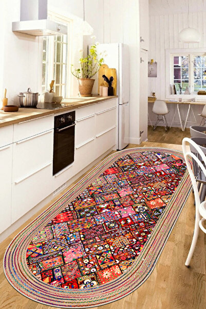 MUA HOME DECOR Dijital Baskı Yıkanabilir Kaymaz Taban Salon Halısı Mutfak Hal...