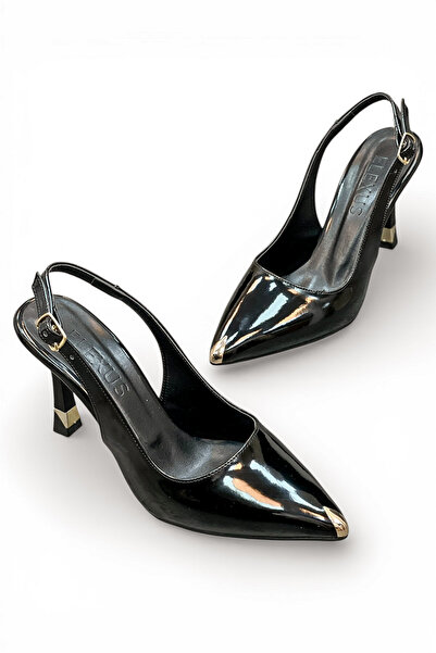 Elexus Γυναικείο λουστρίνι με λεπτομέρεια στιλέτο με χρυσό περίγραμμα στα δάχ...