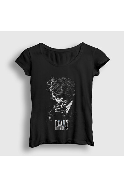 Presmono Women's Black Tommy Thomas Shelby Peaky Blinders T-Shirt 610332Tt