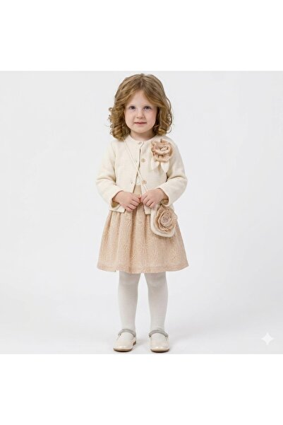 MİNİKİNCİBABY Baby Rose Müslin Nakışlı Etekli Hırkalı Takım+Çanta