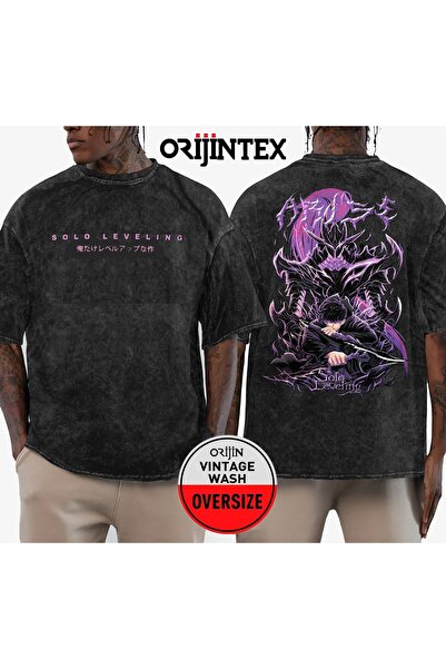 orijintex تي شيرت سولو ليفلينج سونج جين وو أمامي وخلفي بمقاس كبير وقابل للغسل...