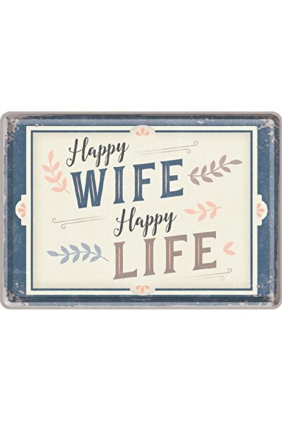 Nostalgic Art Carte postala metalica "Happy Wife Happy Life"