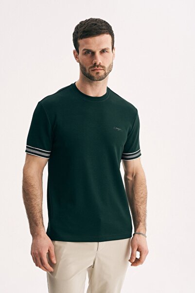 SILVANO تي شيرت إنترلوك للرجال بأكمام مخططة