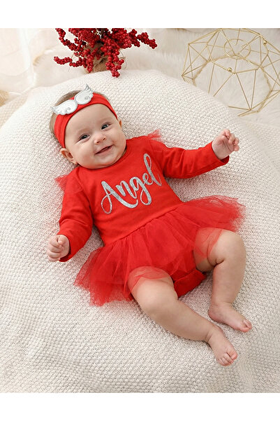 MiniKids Body stil rochita cu bentita, Angel, rosu