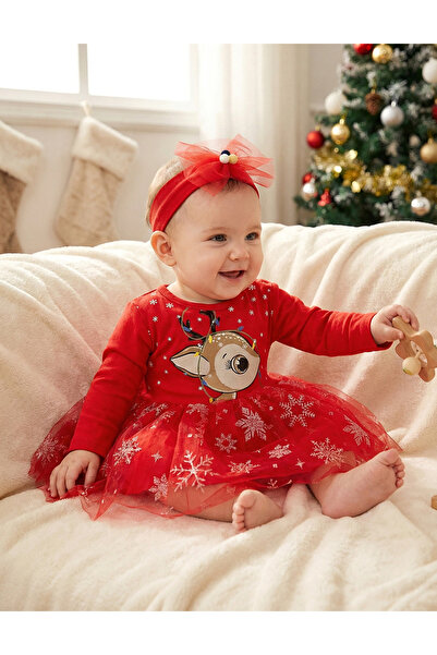 MiniKids Rochita cu bentita Fulgi si Caprioara, rosu