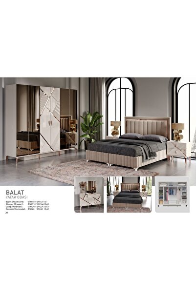 EvcesHome Balat Diamond Serisi 6 Kapaklı Yatak Odası Takımı