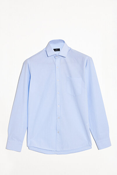 Tudors Κλασικό μακρυμάνικο βαμβακερό Easy Iron Ανδρικό Μπλε Πουκάμισο