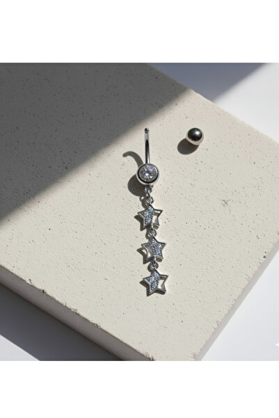 TakıLabirenti Yıldız Sallantılı Göbek piercing, Belly Piercingi, Yıldızlı zir...