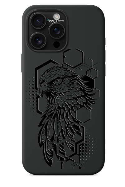 izzytech حافظة هاتف سوداء متوافقة مع iPhone 16 Pro Max - تصميم رسم شخصية المح...