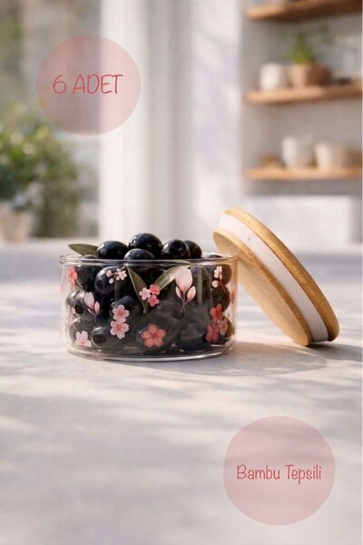 Caga Home CAGA Pinterest 6’lı Bambu Tepsili Sızdırmaz Silikon Kapaklı Cam Kah...