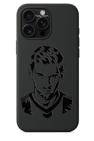 izzytech iPhone 12 Compatible Black Phone Case – Messi Silhouette Glossy Varn...