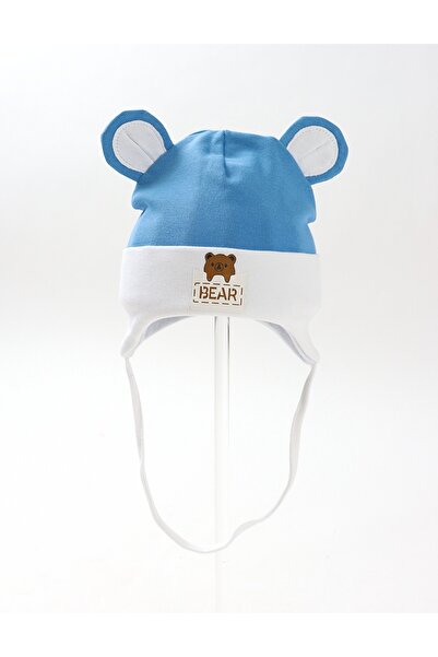MiniKids Children's hat, bear ears, blue-white