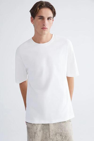 TENA Tricou Ecru guler rotund modal basic pentru bărbați