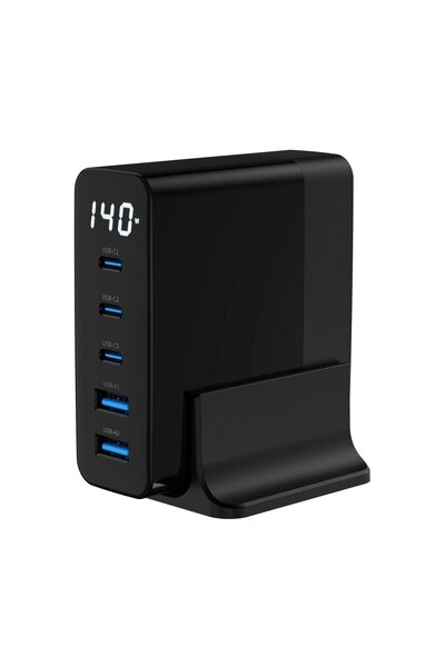 X-Level XC4048 140W GaN PD Fast 3x USB-C 2x USB-A 5 Çıkışlı Ekranlı Dock Çokl...