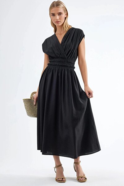 Hiccup BUSEM Teksturirano midi haljina sa V-izrezom