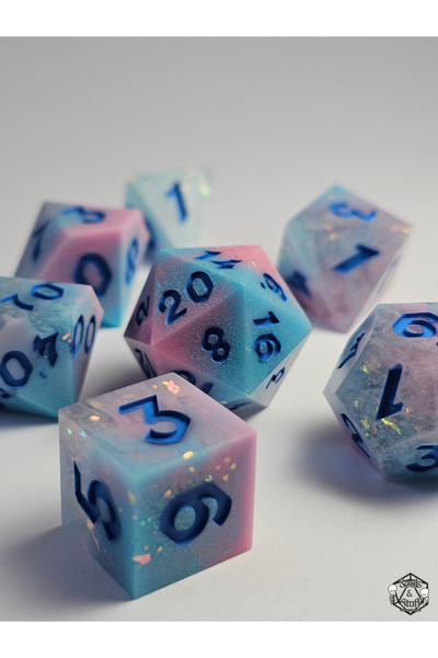 Soulsnstuff El Yapımı DND Zar Seti – Aurora Dream Epoksi Reçine RPG Dice – Öz...