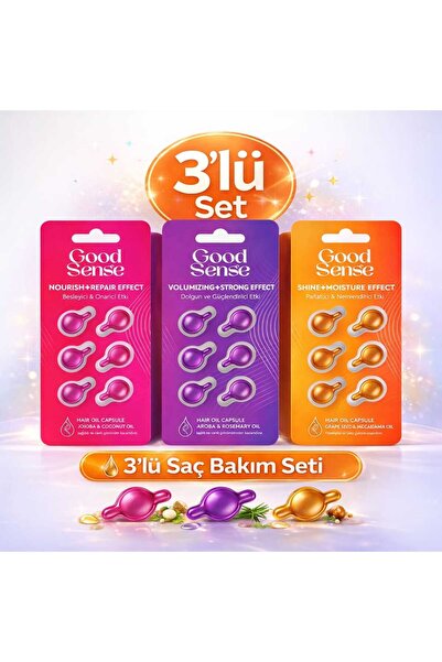 Good Sense 3’lü Saç Bakım Kapsülü Seti Argan Biberiye Jojoba Macadamia Onarıc...