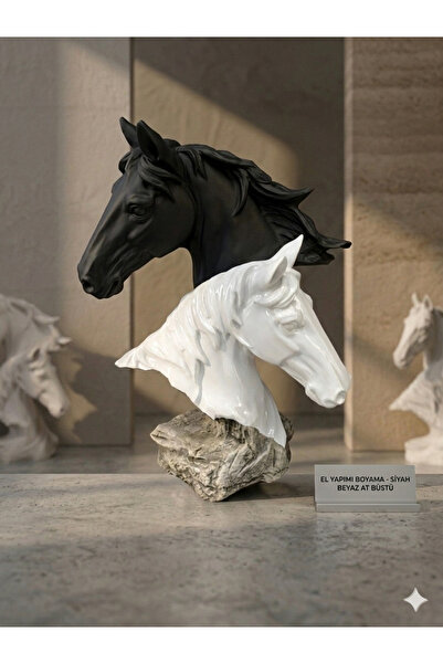 Digerati Distribution Dekoratif İkili At Başı Büstü - Boyanabilir Ham Polyest...