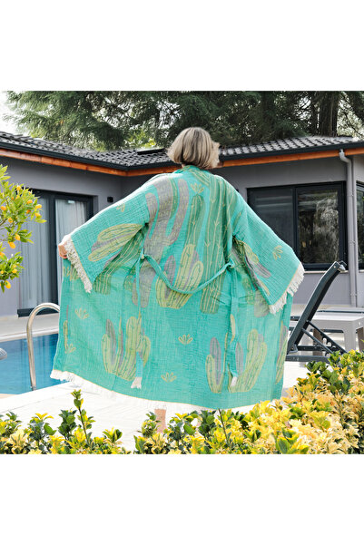 HB&Victory Muslin 100% Cotton Pieces Jacquard Kimono Kaftan Bathrobe