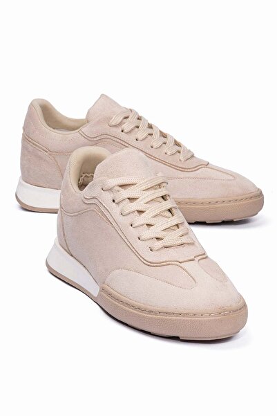 Mubiano Women's Suede Sneakers Lace-Up Casual Sports Shoes Lavin Beige