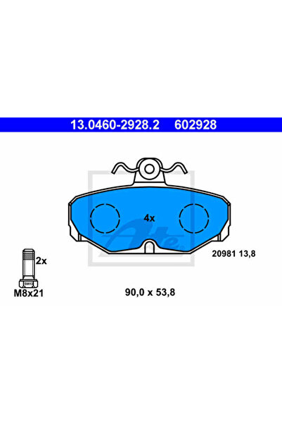 Ate Σετ τακάκια φρένων, δισκόφρενο 13.0460-2928.2