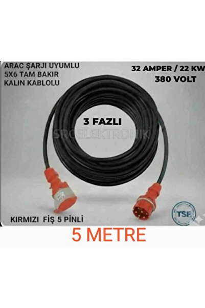 HES KABLO ARAÇ ŞARJI UYUMLU TRİFAZE 380 VOLT (1-10 METRE ARASI) 5x6 HES YÜZDE...