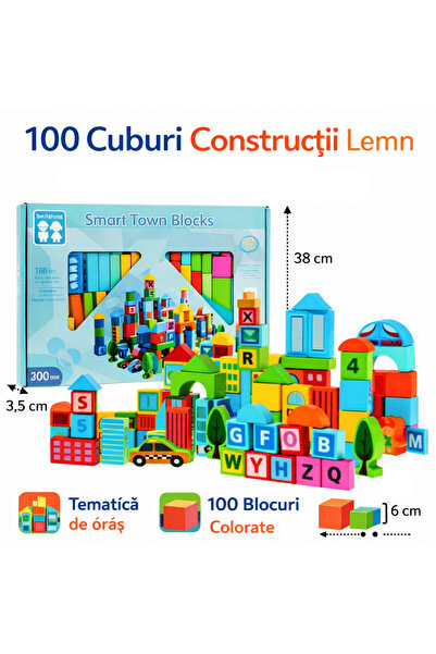 OEM Set de 100 de blocuri de construcție din lemn Smart Town