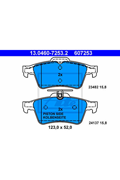 Ate Σετ τακάκια φρένων, δισκόφρενο 13.0460-7253.2