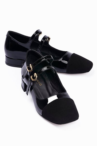 Mubiano Collection Piele lacuită pentru femei piele balerini vârf pătrat piel...