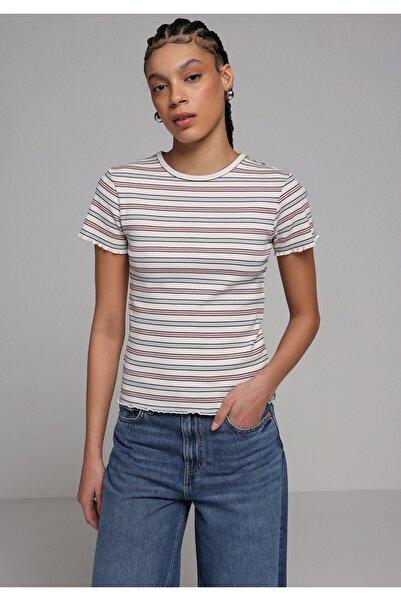 Colin's Slim Fit Round Neck Striped Women's Multicolor Short Sleeve T-Shirt