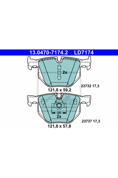 Ate Σετ τακάκια φρένων, δισκόφρενο 13.0470-7174.2