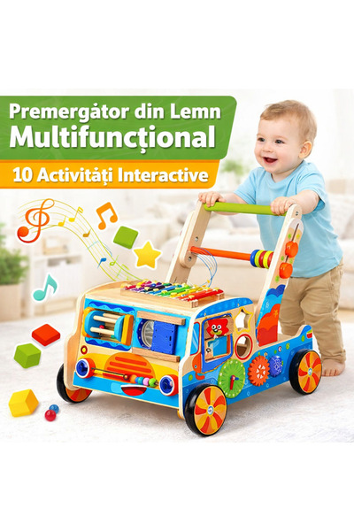 OEM Premergător din lemn pentru bebeluși și centru de învățare cu 10 activități