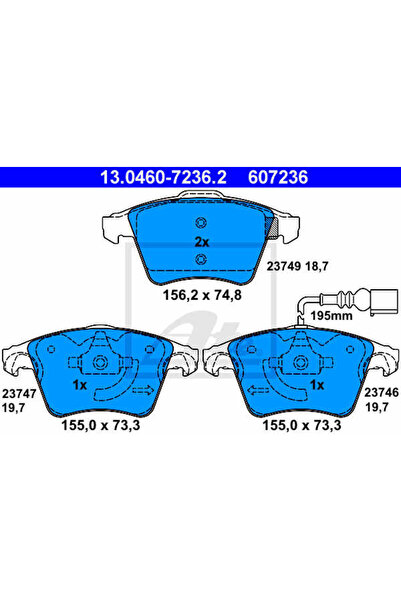 Ate Brake pad set, disc brake 13.0460-7236.2