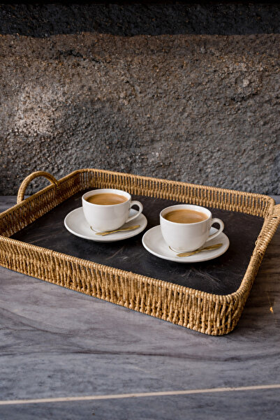 PEARL 👉 Hasır Çerçeveli Mermer Desenli Sunum Tepsisi 39x29 cm – Dekoratif Ka...