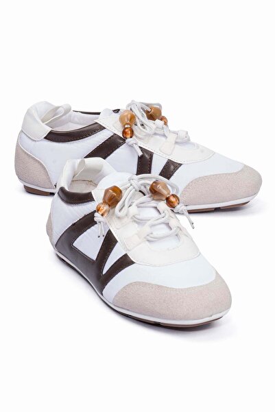 Mubiano Women's Sneakers Brown Detailed Rubber Laced Casual Sports Shoes Ziny...