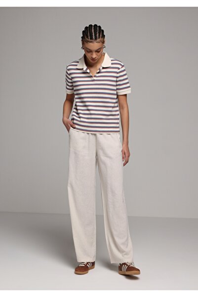 Colin's Regular Fit High Waist Wide Leg Women's Beige Trousers