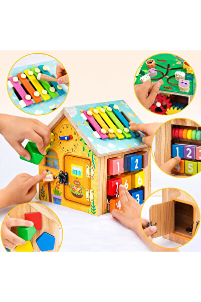 OEM Căsuță interactivă din lemn – 8 activități