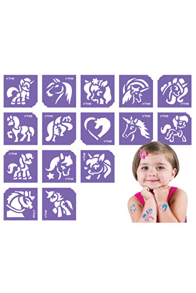 TyToo Set Șabloane Tatuaje pentru Copii Cai și Unicorni, 15 Modele