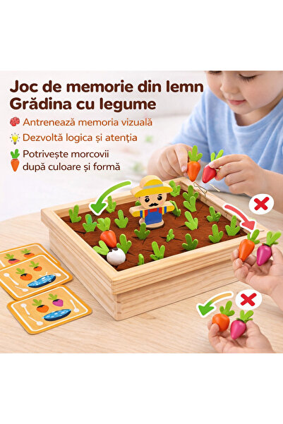 OEM Joc de memorie din lemn pentru grădină de legume – Jucărie educativă pent...