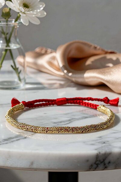 mossomia Handmade Kırmızı İp Dolama Zincir Bileklik