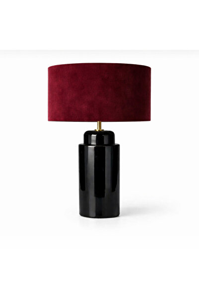 Mivera Maison DEKORATİF KADİFE KAPLAMA ABAJUR BAŞLIĞI,SERAMİK GÖVDE ABAJUR