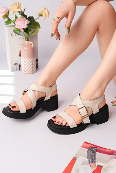 NOSEY SHOES Best Model Genuine De Leather Antli Buckle Thick Sole Women's Dai...