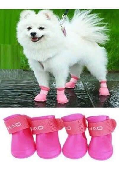 Dalian Home Silikon Su Geçirmez Kedi Köpek Ayakkabısı Pembe S Beden