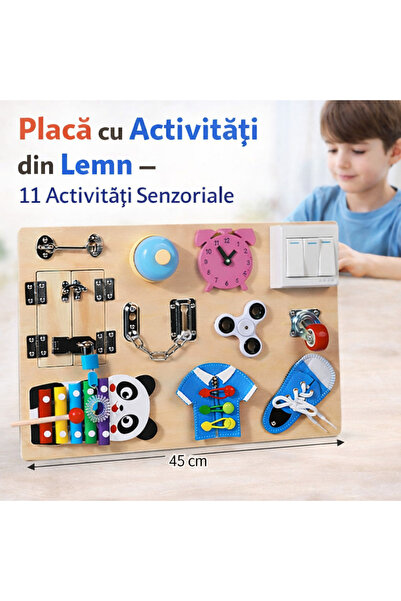 OEM Tablă de activități senzoriale din lemn — 11 sarcini de învățare