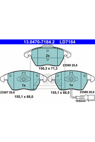Ate Brake pad set, disc brake 13.0470-7184.2