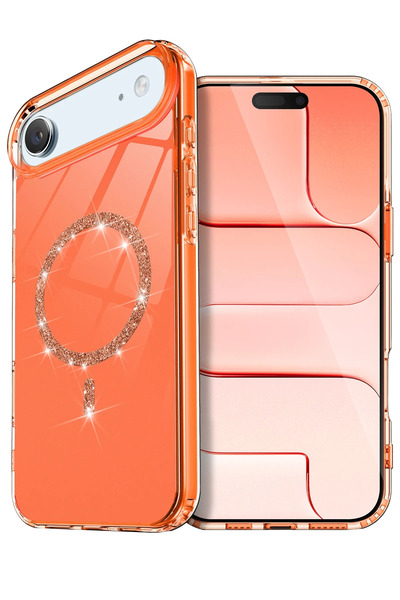 Beta Moda Hub غطاء ماجسيف من الألماس الجديد لجهاز آيفون 17 إير لايف - برتقالي